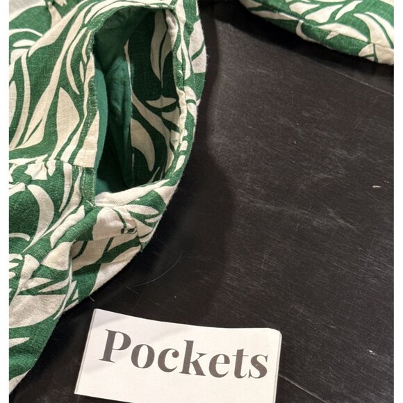 Soft Surroundings Linen Blend Green Steffi Tropical Tiered Maxi Dress Womens 1X - Picture 12 of 15